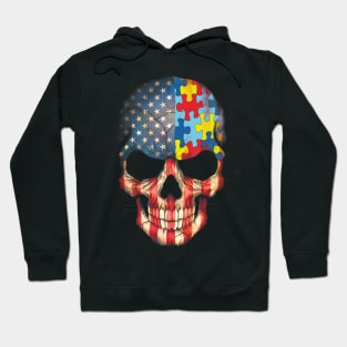 Autism American Flag Skull Hoodie